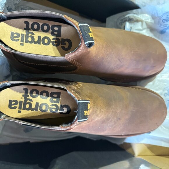 Georgia Boot Eagle One Mens Sz 13W Chelsea Work Boots Soft Toe Brown Waterproof - Picture 2 of 16